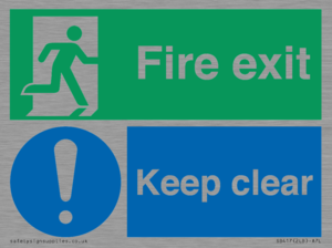Fire exit Keep clear dual sign